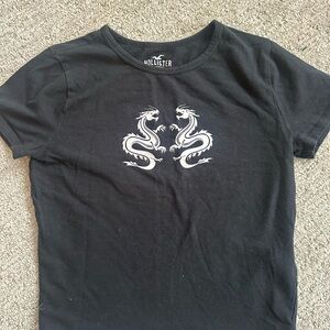 Hollister Black Tee with White Graphic